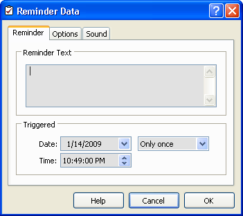 Reminder Data Window