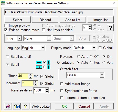 Screen Saver Parameters