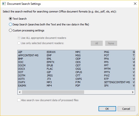 Document Search Settings