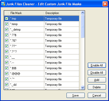 Edit Custom Junk File Masks