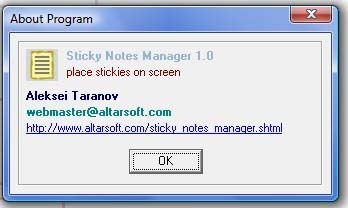 About Sticky Notes Manager