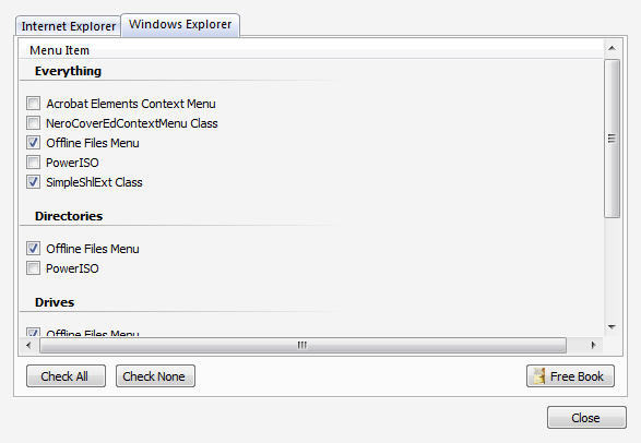 Windows Explorer Context Menu Settings
