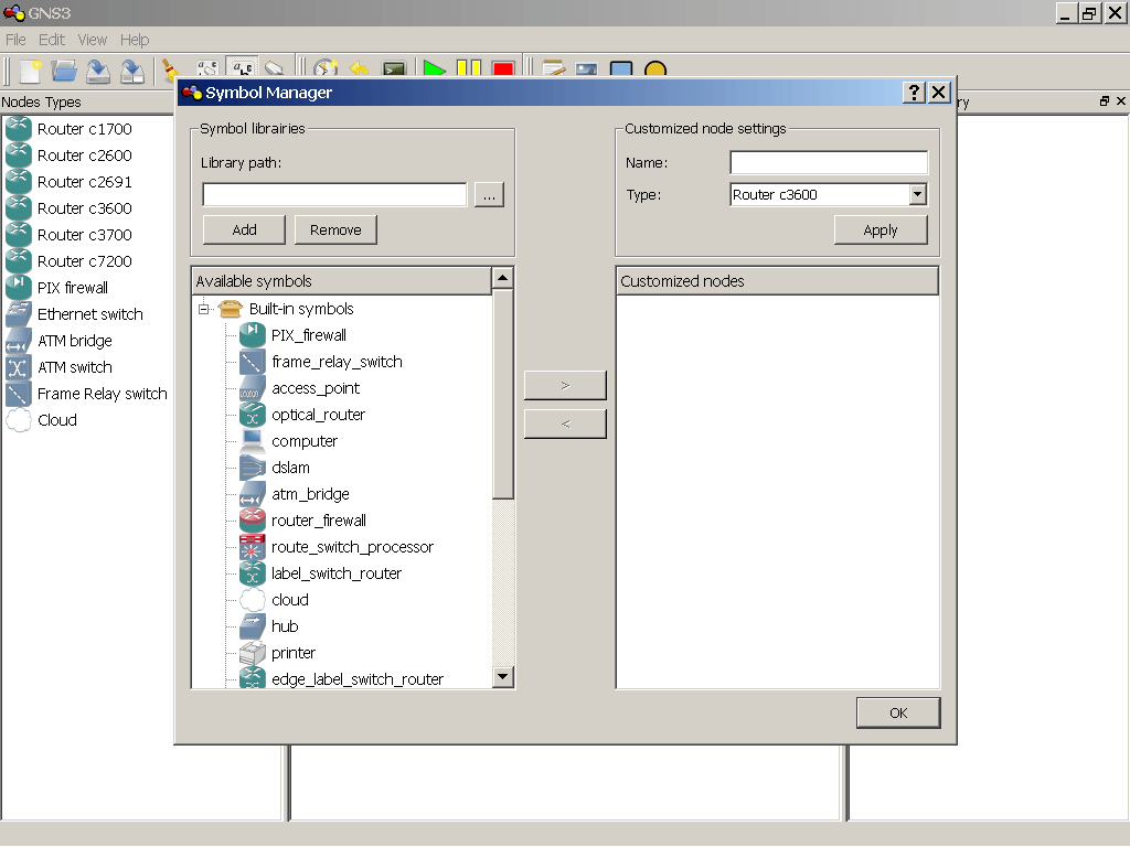 Symbol manager window