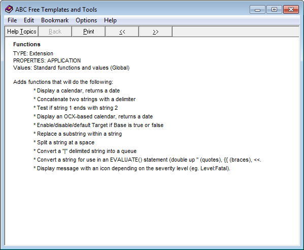 The Included Help File Explaining Some Functions