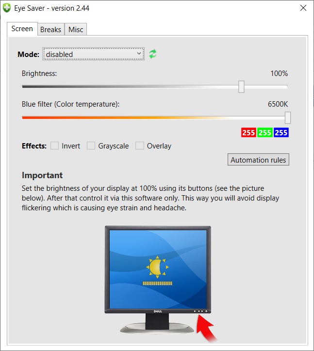 Main Screen - Screen Tab