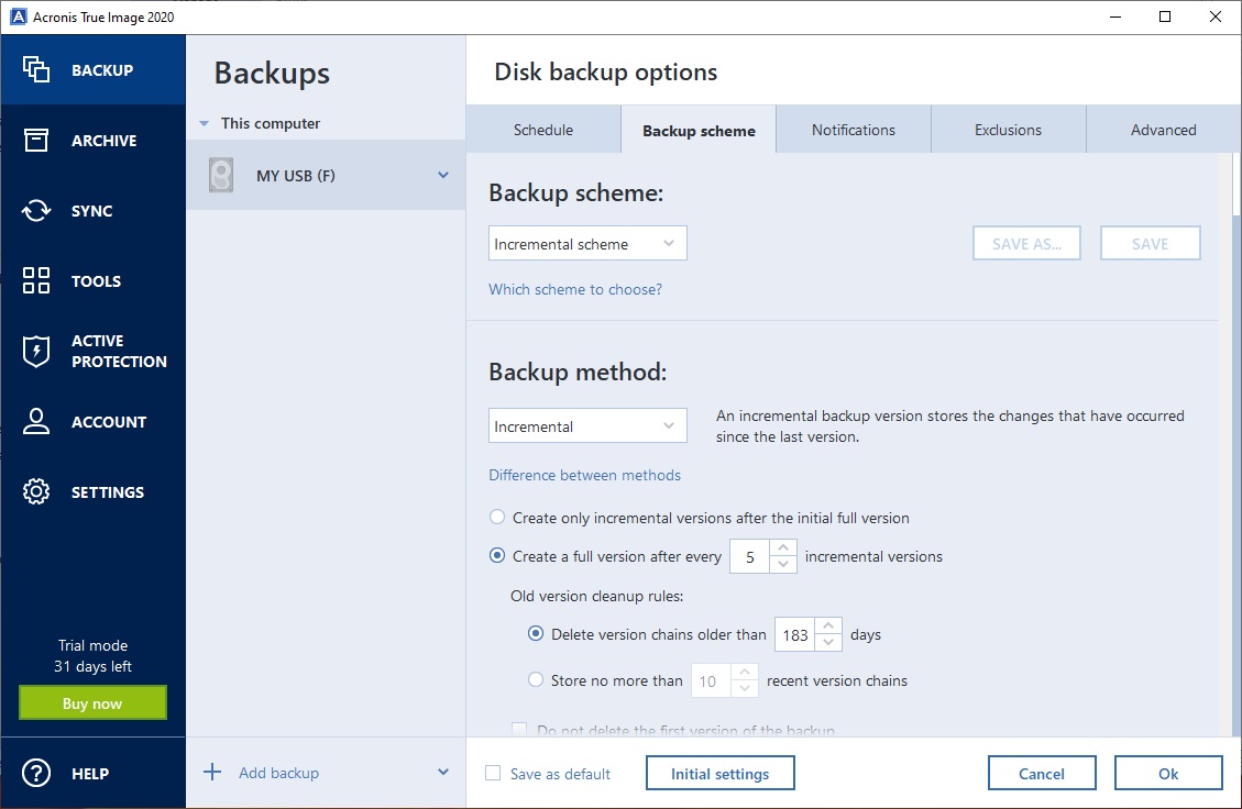 Disk Backup Options