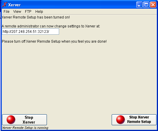 Xerver remote turned on