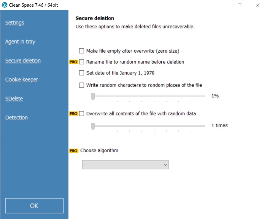 Secure Deletion Settings