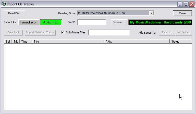Import CD tracks