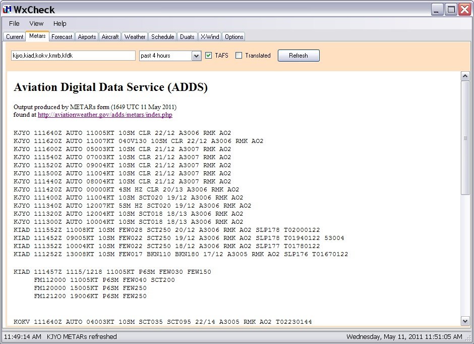 Metars tab