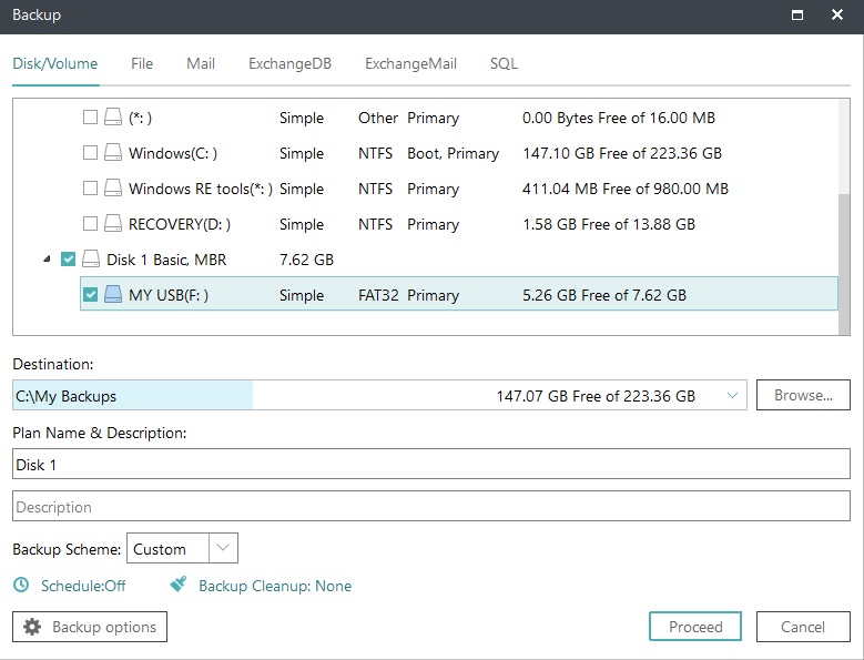 Select Drive to Back Up