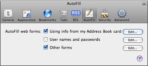 Autofill settings