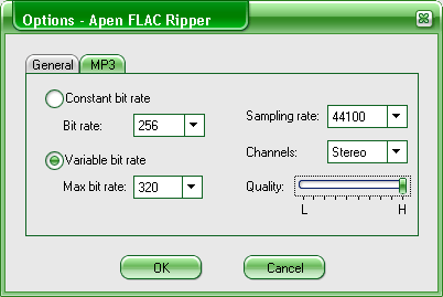 MP3 Configuration Dialogue
