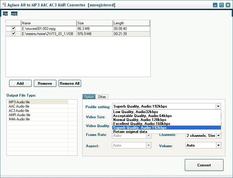 Output profiles