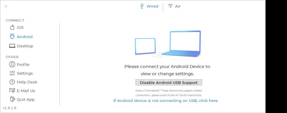 Connecting Android device