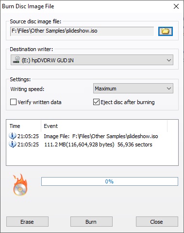 Burn Disc Image File