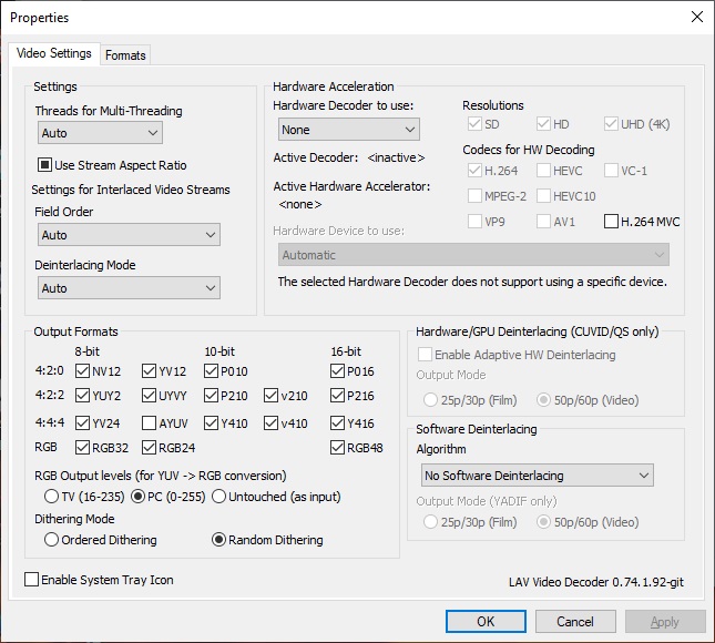 Decoder Settings