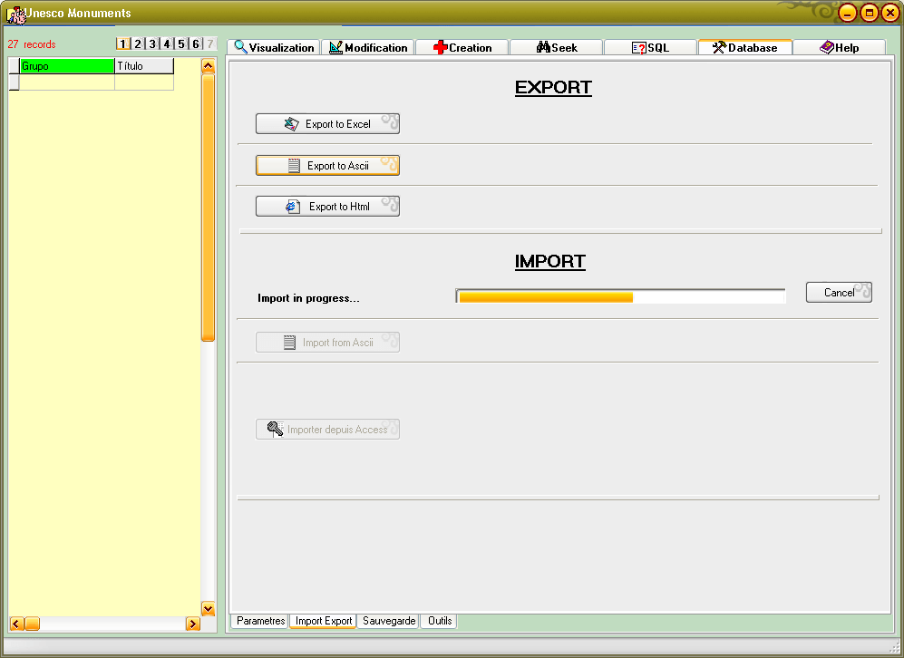 Importing An Excel Database