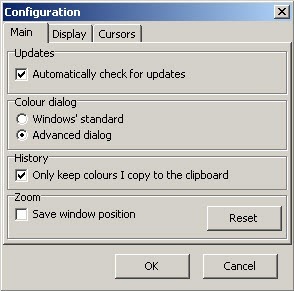 Configuration dialog