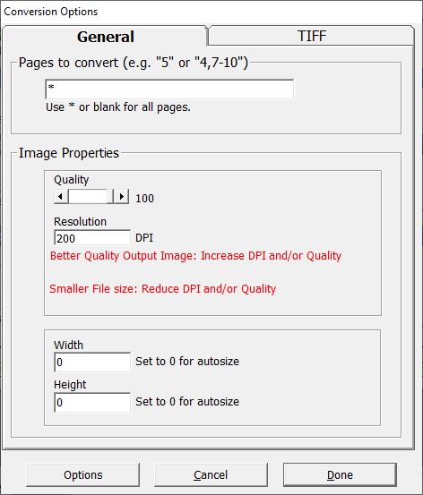 Conversion Options