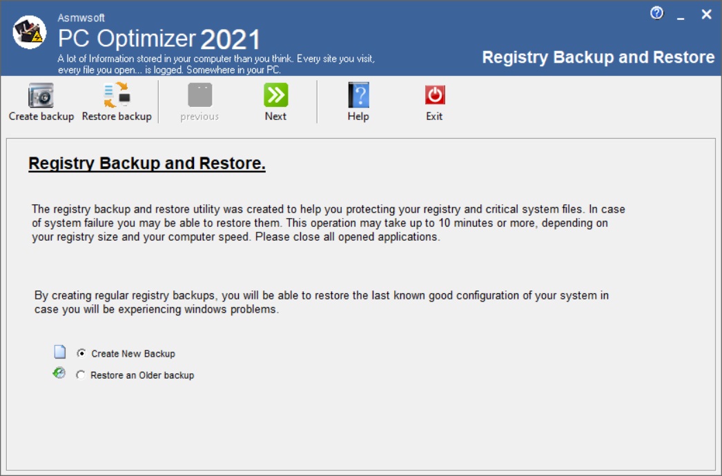 Registry Backup and Restore