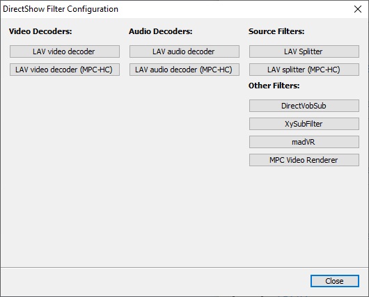 DirectShow Filter Configuration
