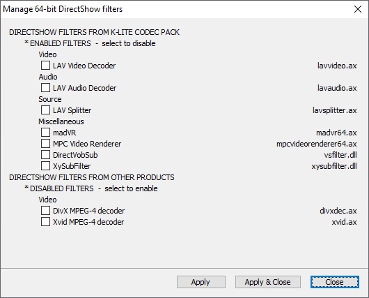 64-bit DirectShow Filters