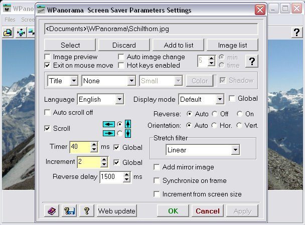 Screen Saver Parameters Settings