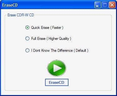 Erase CD/DVD Options