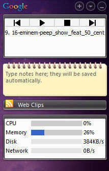 GD Winamp Control 1.0 in Google Desktop Sidebar