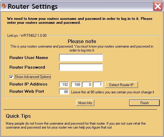 Router settings