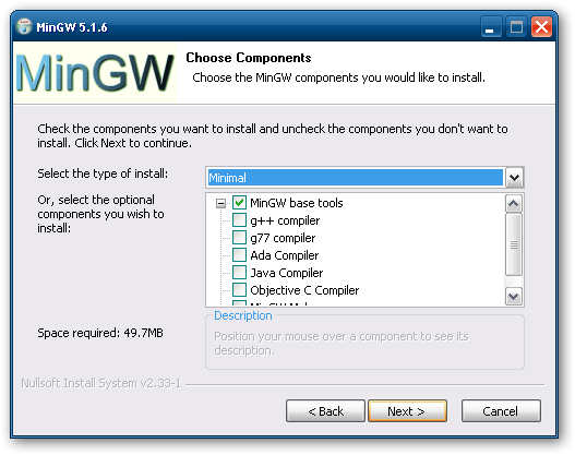 Selecting components to install