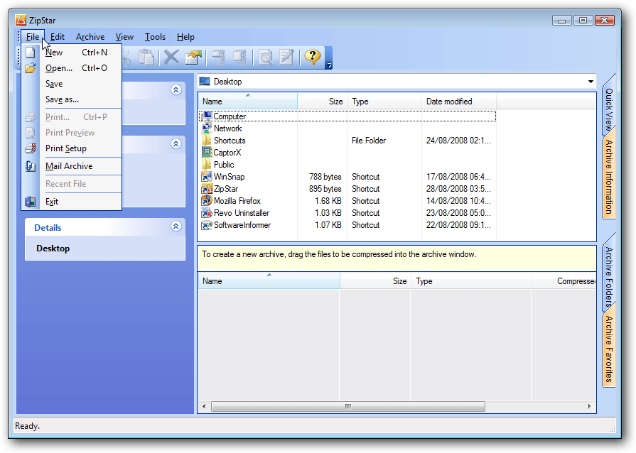 Main Window File Menu
