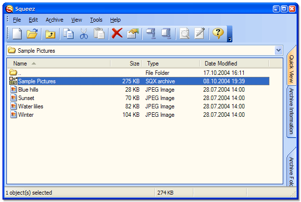 Combined File and Archive Window