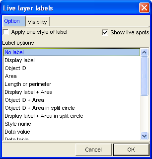 Live Layer Labels Option