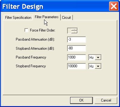 Filter design - parameters