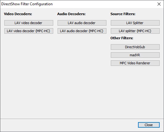 DirectShow Filter Configuration
