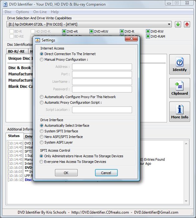 Program's settings