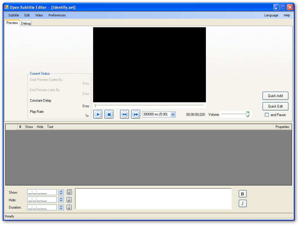 Open video file