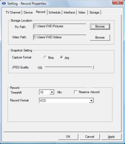 Settings Window