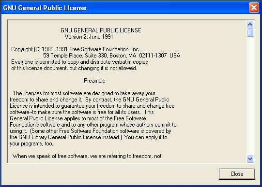 GNU License Displaying