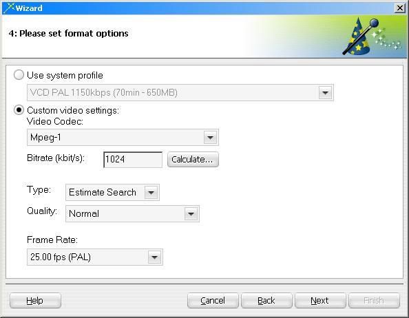Select Video Format Options