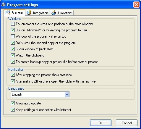 Program settings