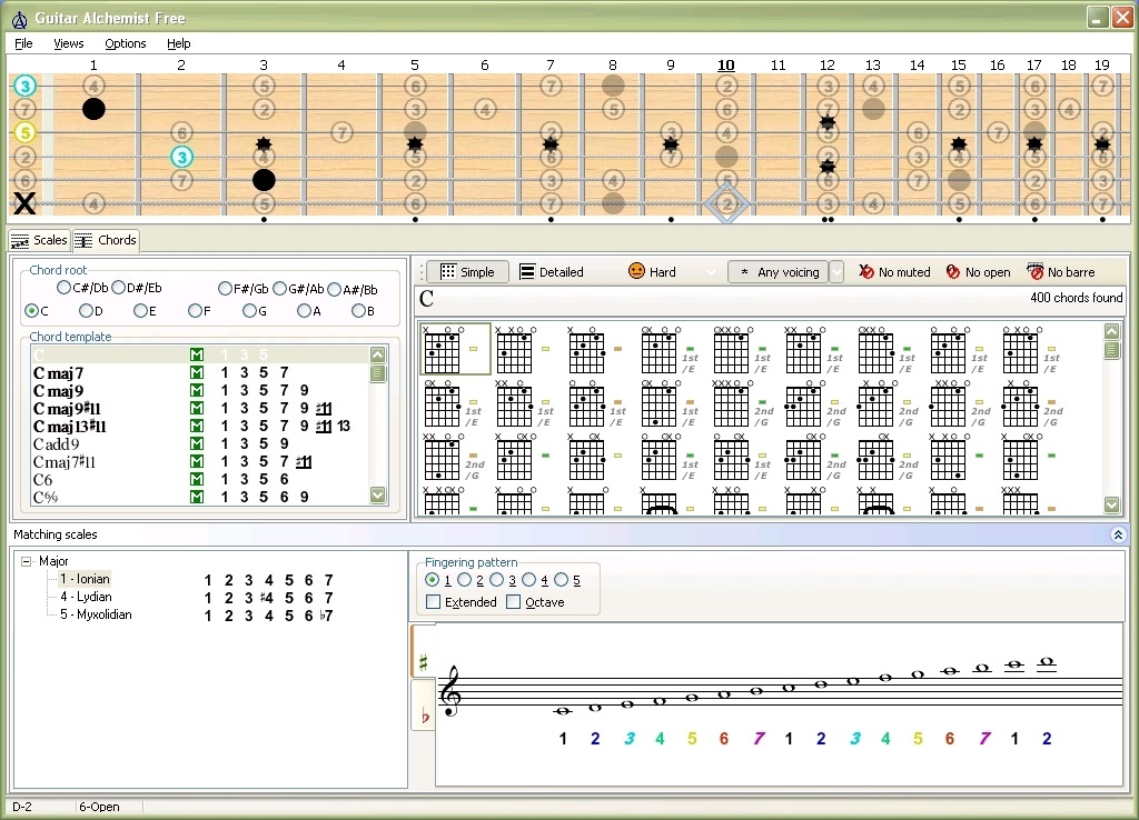 The chords view