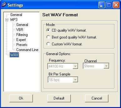 WAV settings