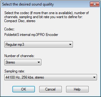 Sound Quality Options for the Output File