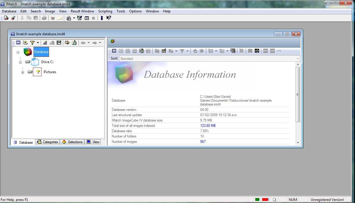 Database creation menu