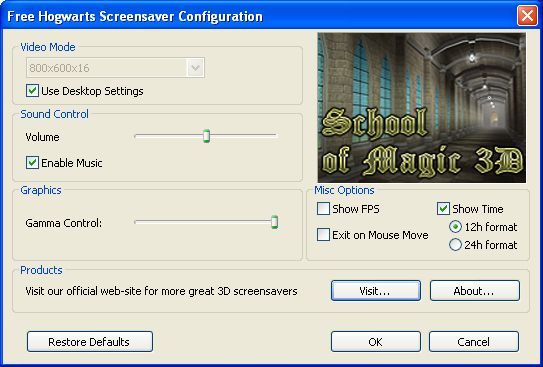 Screensaver configuration