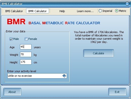 Basal Metabolic Rate Calculator