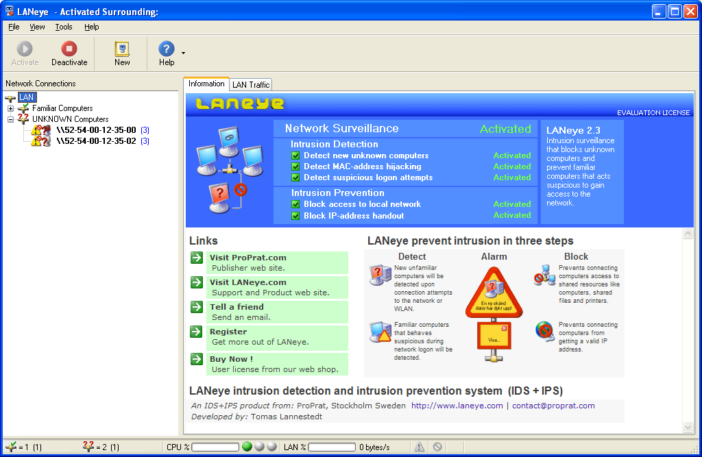 Main Window - Information Tab